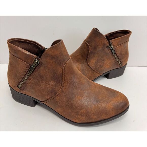 Sun + Stone Boots Womens Brown Double Zip Size 5.5‎ Almond Toe Cushioned NEW - Picture 3 of 8